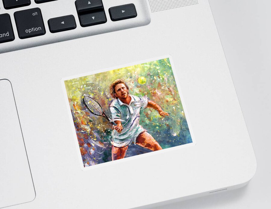Sport Sticker featuring the painting Boris Becker by Miki De Goodaboom