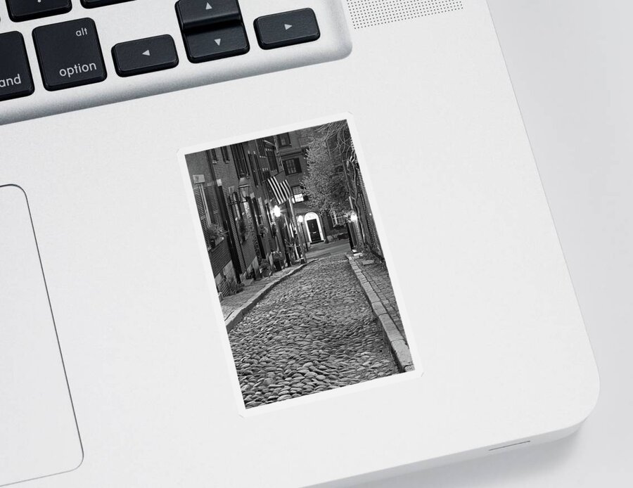 Black And White Sticker featuring the photograph Boston Acorn Street by Juergen Roth