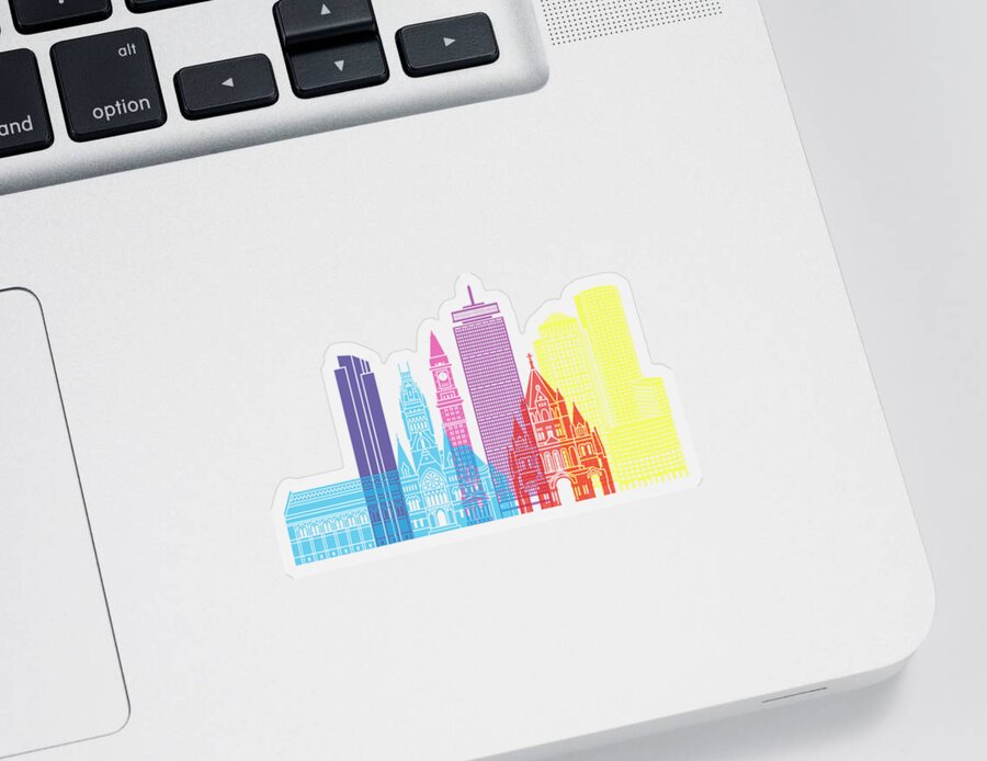 Boston Sticker featuring the painting Boston_V2 skyline pop by Pablo Romero