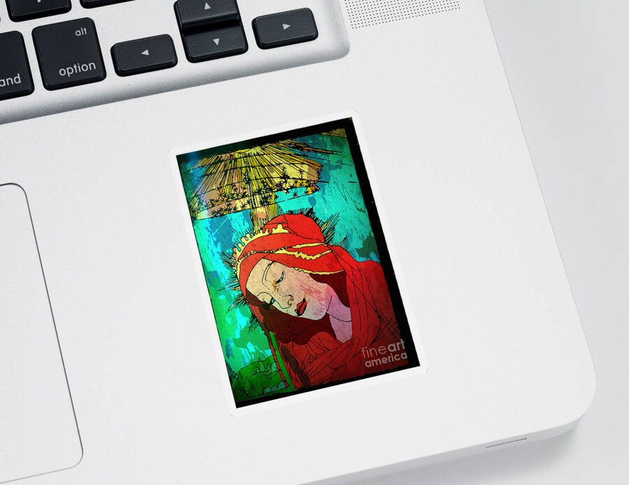 Botticelli Madonna Sticker featuring the painting Botticelli Madonna Expressionistic by Genevieve Esson