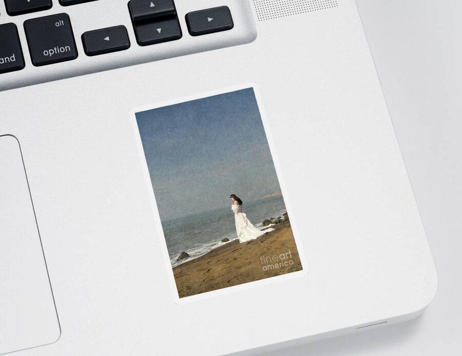 Bride Sticker featuring the photograph Bride by the sea by Clayton Bastiani