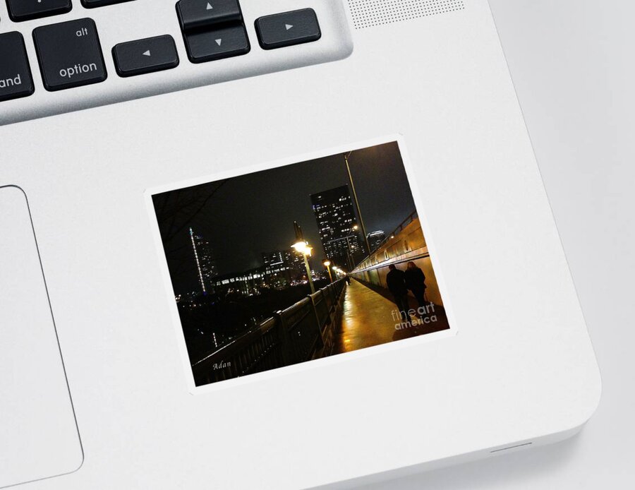 Austin Texas Sticker featuring the photograph Bridge into the Night by Felipe Adan Lerma