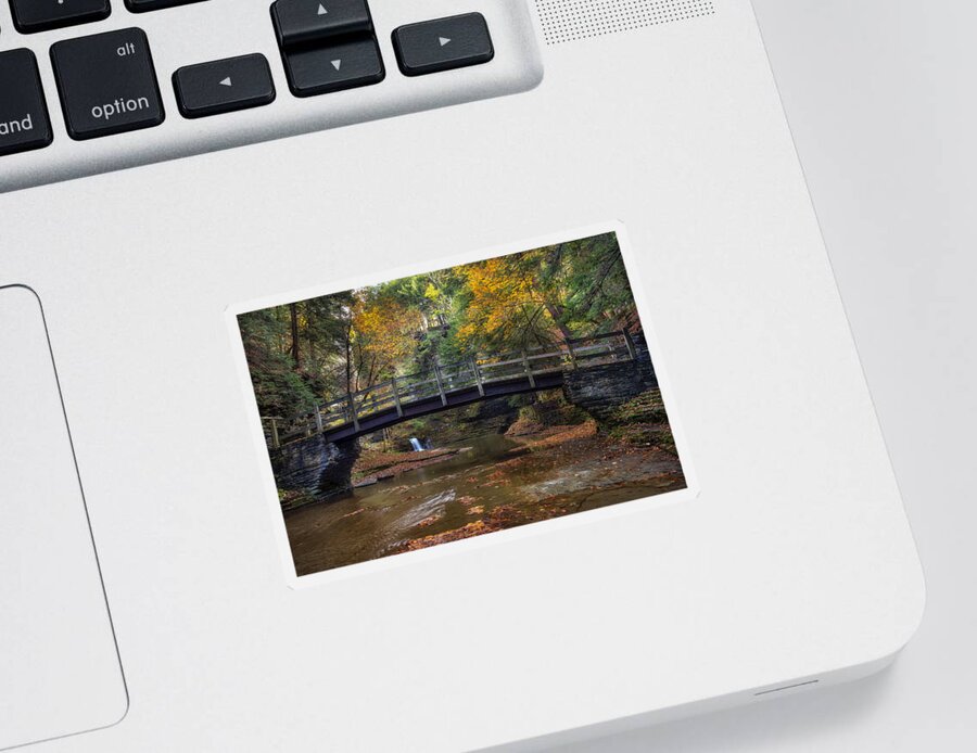Buttermilk Falls State Park Sticker featuring the photograph Bridge over Buttermilk Creek by Mark Papke