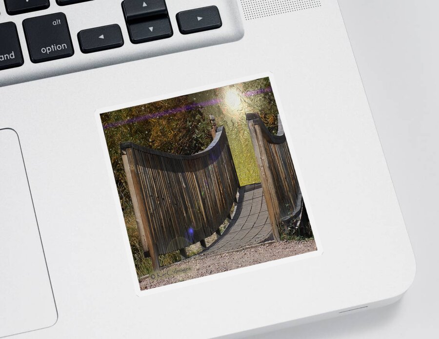 Wooden Bridge Sticker featuring the digital art Bridge to Forever by Kae Cheatham