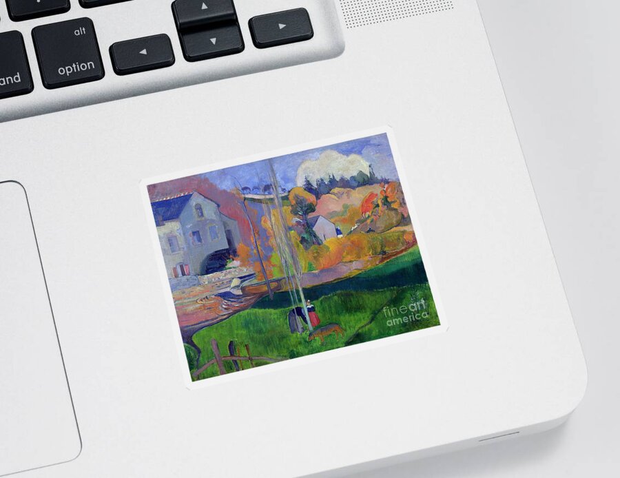 Brittany Landscape Sticker featuring the painting Brittany Landscape by Paul Gauguin