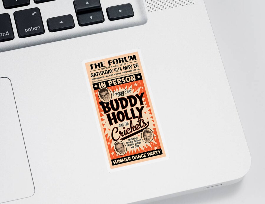 Logo Sticker featuring the digital art Buddy Holly by Gary Grayson