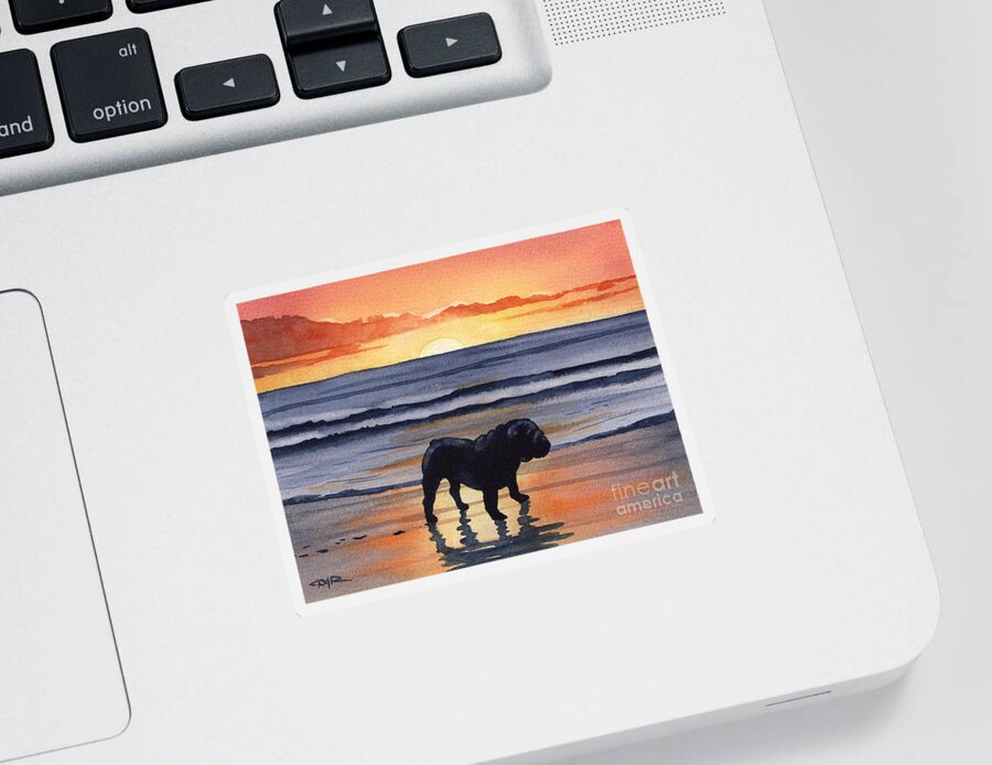 Bulldog Sticker featuring the painting Bulldog Sunset by David Rogers