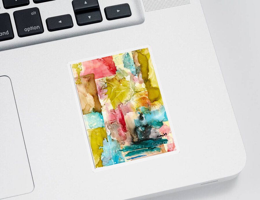 Abstract Sticker featuring the painting Butterfly Morning by Susan Kubes