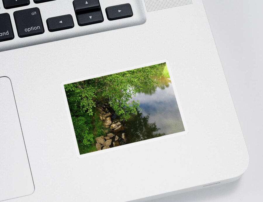 Riverbank Sticker featuring the photograph By the Still Waters by Tikvah's Hope