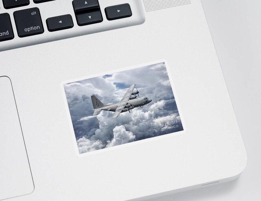 C130 Sticker featuring the digital art C130 36th Airlift by Airpower Art