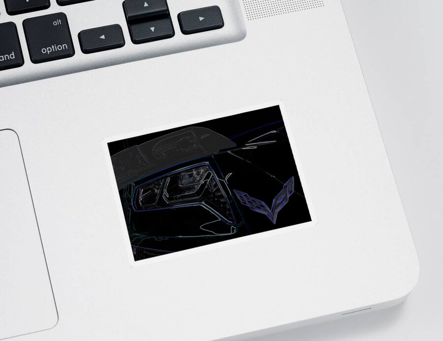 Corvette Sticker featuring the digital art C7 Corvette rear by Darrell Foster