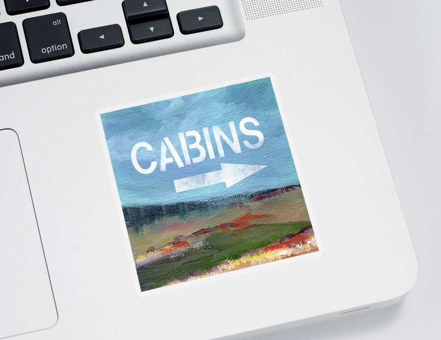 Cabins Sticker featuring the painting Cabins- Landscape Painting by Linda Woods by Linda Woods