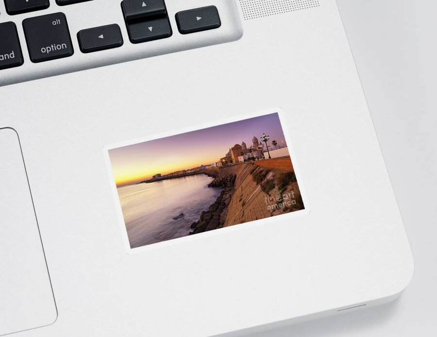 Sunrise Sticker featuring the photograph Cadiz Panorama at Dusk Andalusia Spain by Pablo Avanzini
