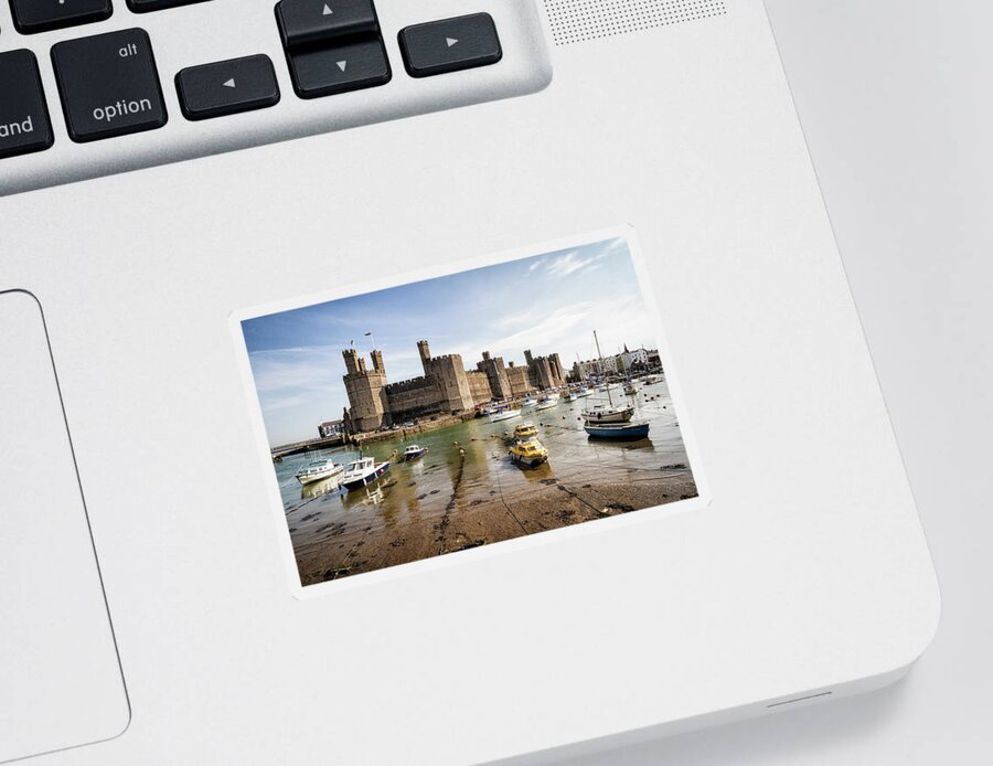 Wales Sticker featuring the photograph Caernarfon Castle, North Wales by Shirley Mitchell