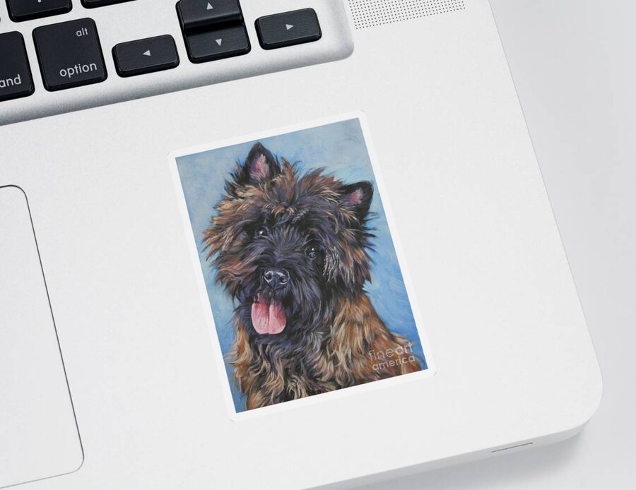 Cairn Terrier Sticker featuring the painting Cairn terrier Brindle by Lee Ann Shepard