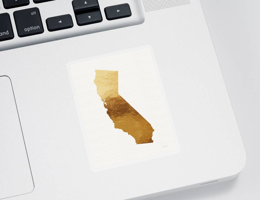 California Sticker featuring the mixed media California Gold- Art by Linda Woods by Linda Woods