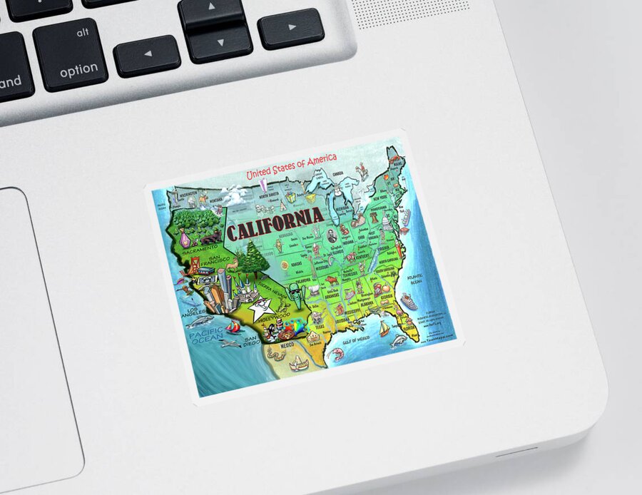 California Sticker featuring the digital art California USA by Kevin Middleton