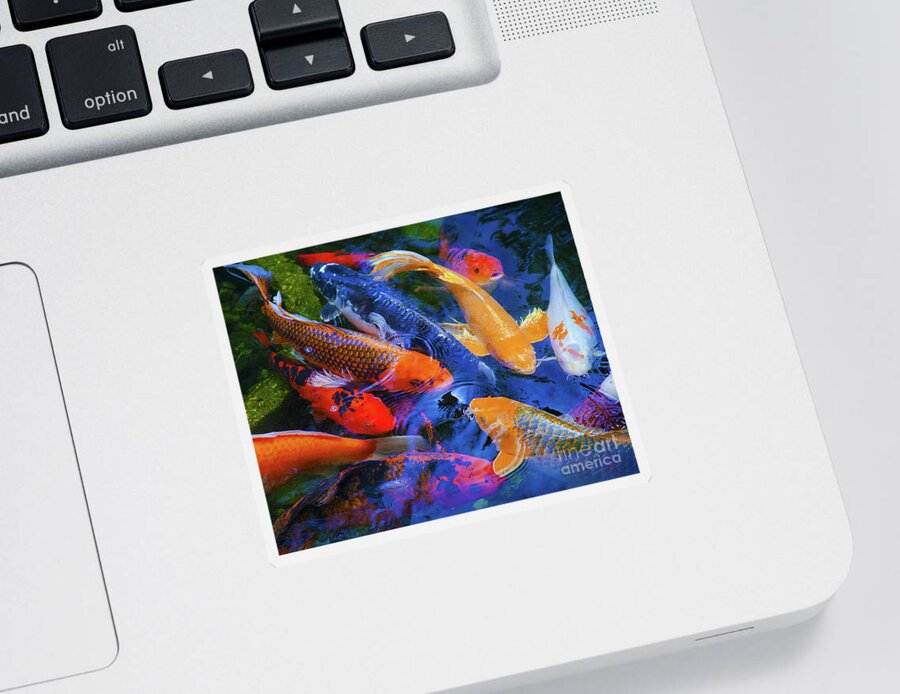Koi Fish Sticker featuring the photograph Calm Koi Fish by Jerry Cowart