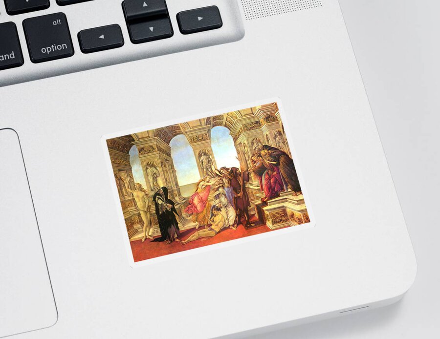 Sandro Botticelli Sticker featuring the painting Calumny of Apelles by Sandro Botticelli