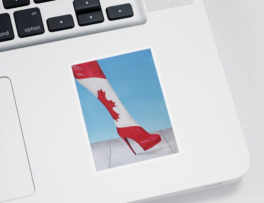 Canada150 Sticker featuring the painting Canadian Kinky Boot by Laurel Best