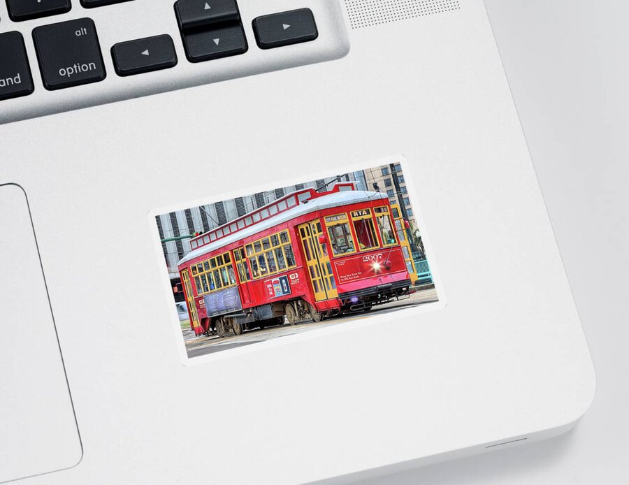 The Canal Street Streetcar Sticker featuring the photograph Canal Street Streetcar by JC Findley