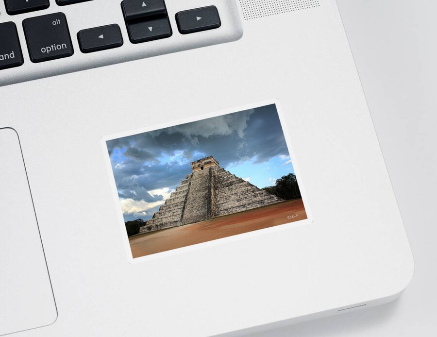 Cancun Sticker featuring the photograph Cancun Mexico - Chichen Itza - Temple of Kukulcan-El Castillo Pyramid 3 by Ronald Reid