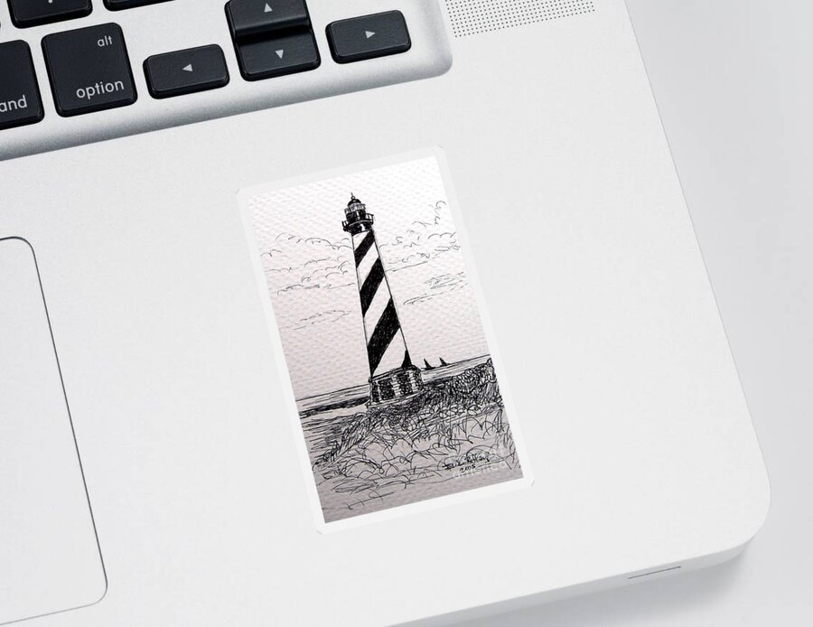 Cape Hatteras Sticker featuring the drawing Cape Hatteras Lighthouse NC by Julie Brugh Riffey