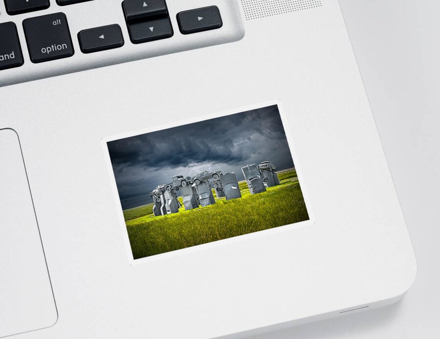 Landscape Sticker featuring the photograph Car Henge in Alliance Nebraska after England's Stonehenge by Randall Nyhof