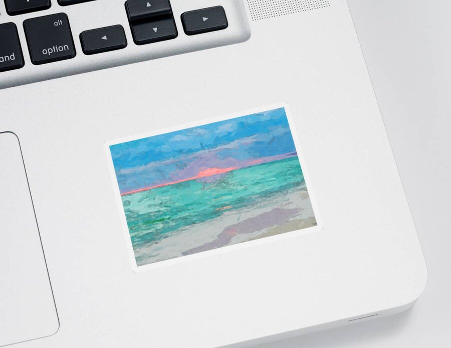  Sticker featuring the digital art Caribbean Sunrise by David Hansen