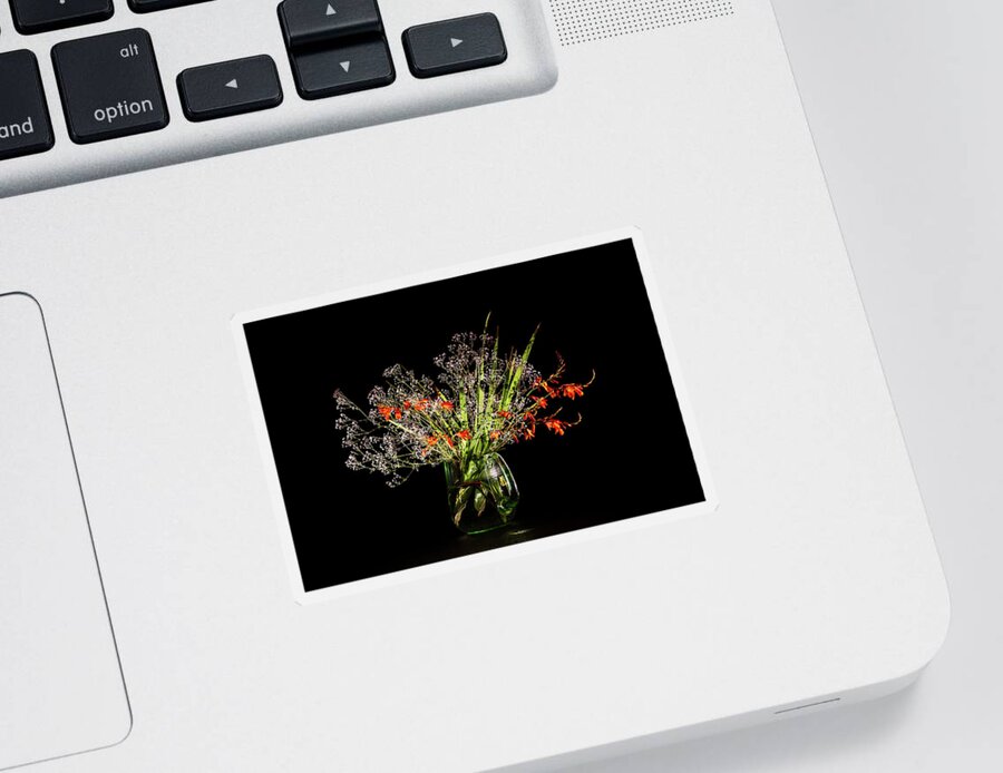 Baby's Breath Sticker featuring the photograph Cascade of white and orange. by Torbjorn Swenelius
