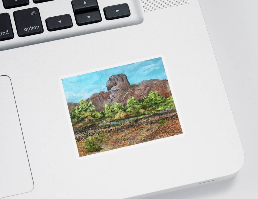 A Flash Flood Happens In The Desert Occasionally Bringing Color To The Desert. Desert Colors Sticker featuring the painting Castle Dome Flash Flood by Charme Curtin