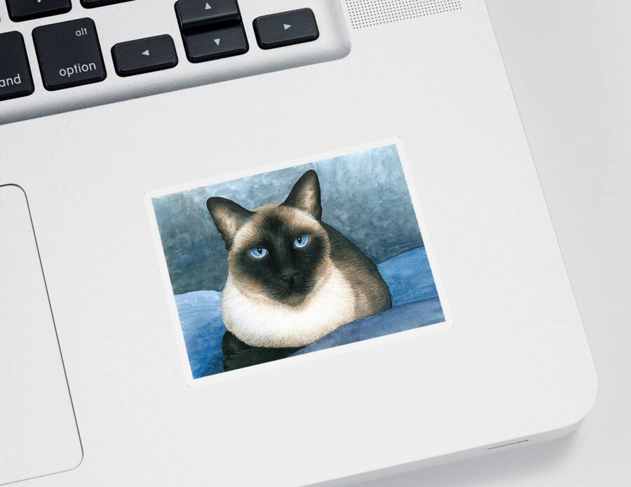 Cat Sticker featuring the painting Cat 547 Siamese by Lucie Dumas
