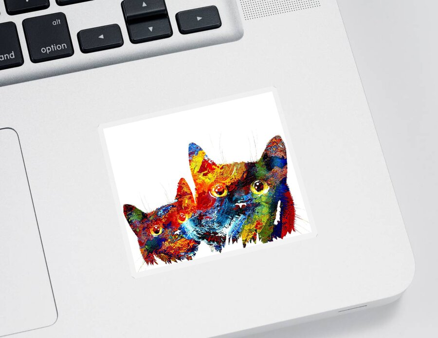 Cat Sticker featuring the painting Cat 608 by Lucie Dumas