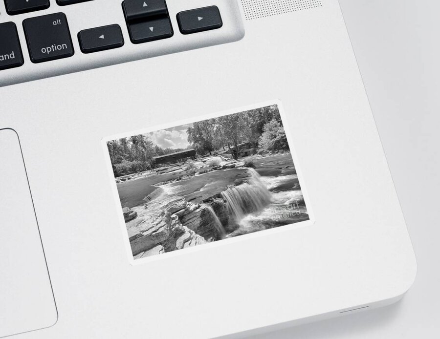 Cataract Falls Sticker featuring the photograph Cataract Falls Endless Cascades Black And White by Adam Jewell