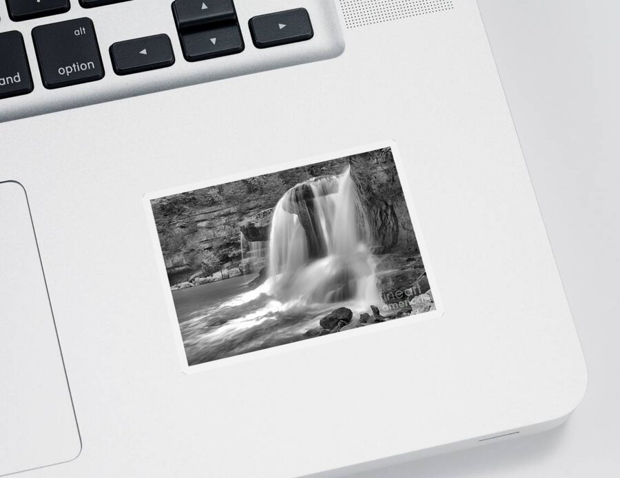 Cataract Falls Sticker featuring the photograph Cataract Falls Large Cascades Black And White by Adam Jewell