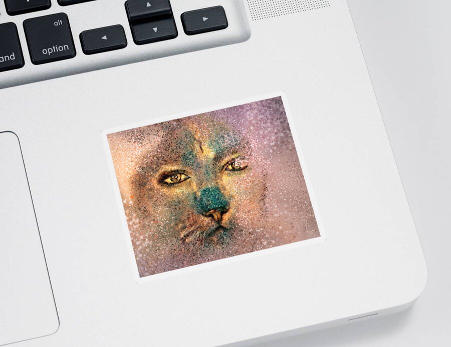 Digital Art Sticker featuring the digital art CatLady Splatter Art by Artful Oasis