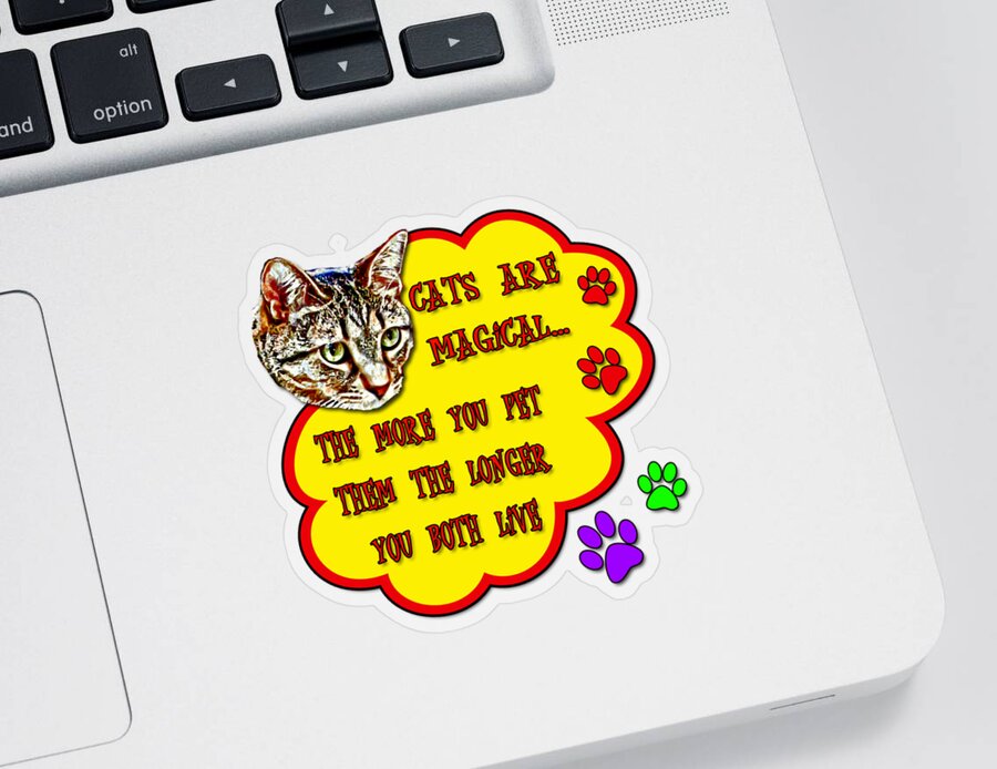 Cats Sticker featuring the digital art Cats Are Magical by David G Paul