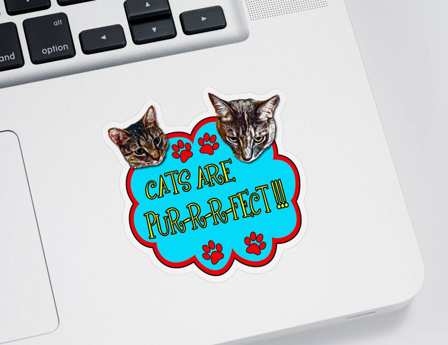 Cats Sticker featuring the digital art Cats Are Pur-r-r-fect by David G Paul