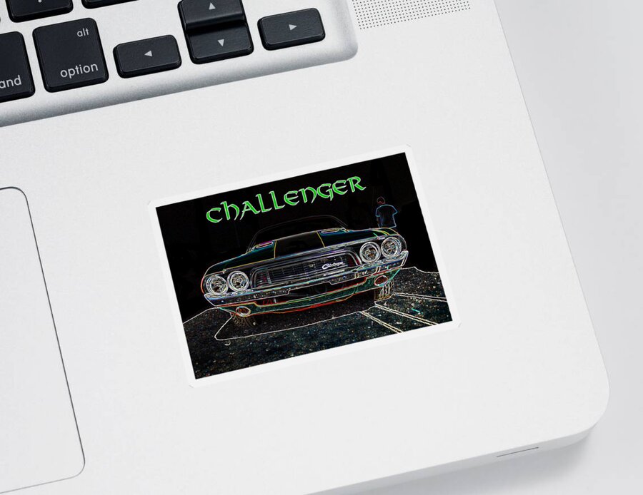 Dodge Sticker featuring the digital art Challenger wallhanger by Darrell Foster