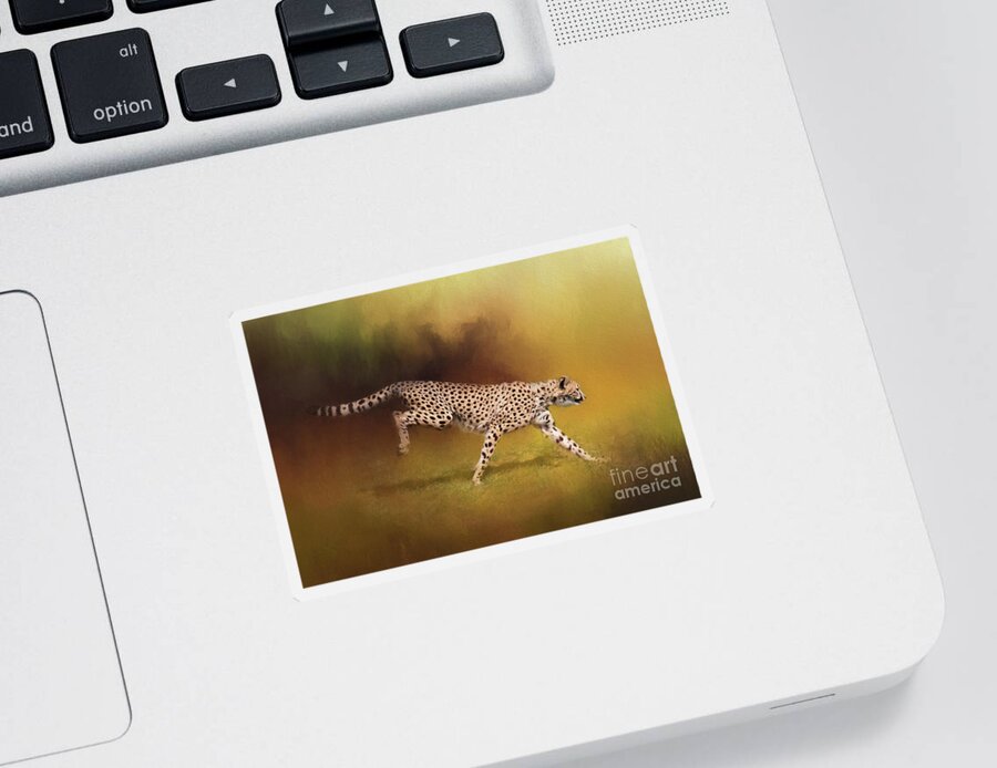 Cheetah Sticker featuring the digital art Cheetah Running by Sharon McConnell
