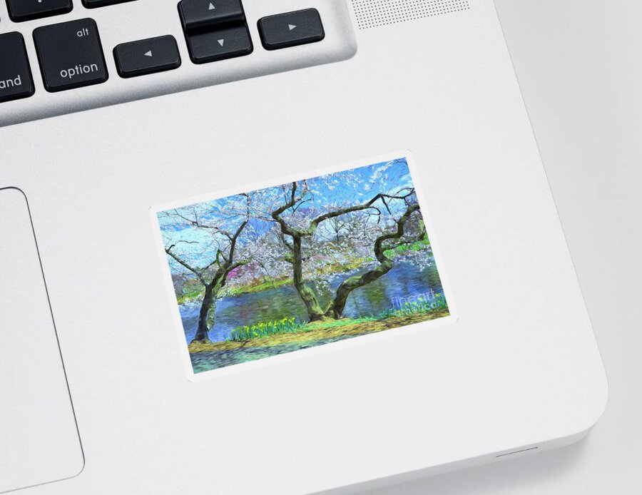 Cherry Blossoms Sticker featuring the photograph Cherry Blossom Trees of Branch Brook Park 10 by Allen Beatty