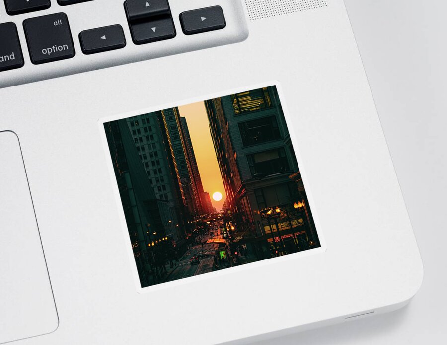 Chicago Sticker featuring the photograph ChicagoHenge by Nisah Cheatham