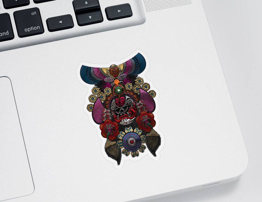 'treasures Of China' Collection By Serge Averbukh Sticker featuring the digital art Chinese Masks - Large Masks Series - The Demon by Serge Averbukh