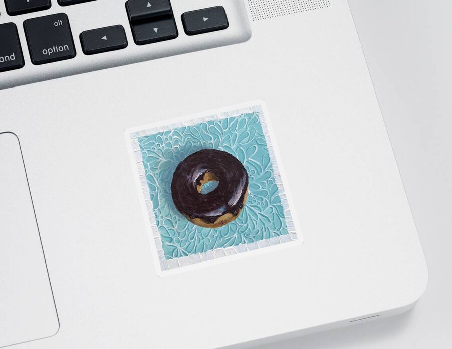 Donut Art Art Sticker featuring the painting Chocolate Glazed by Teresa Fry