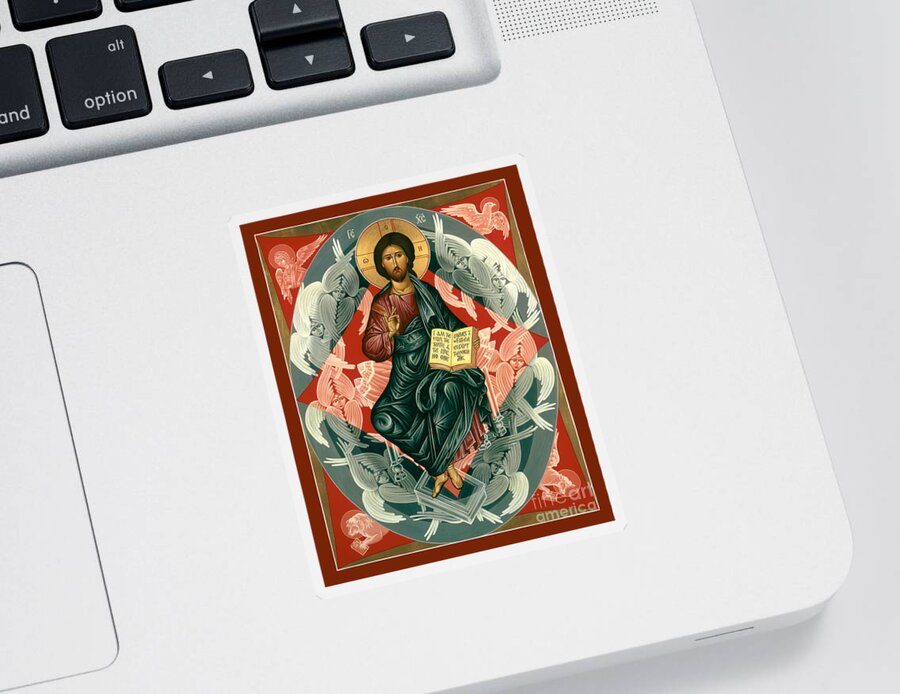 Christ Enthroned Sticker featuring the painting Christ Enthroned - RLCEN by Br Robert Lentz OFM