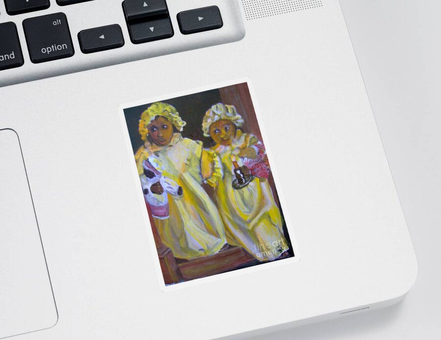 Girls Sticker featuring the painting Christmas Eve by Saundra Johnson