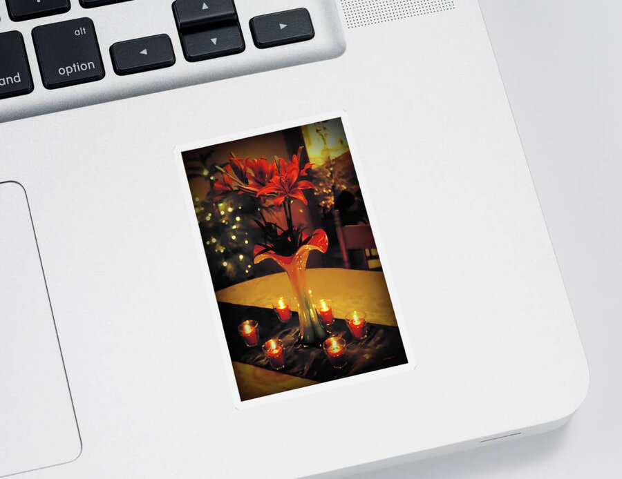 2d Sticker featuring the photograph Lilies Christmas Setting by Brian Wallace