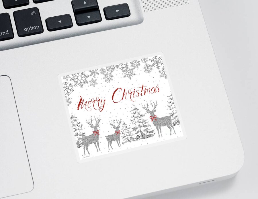 Christmas Sticker featuring the digital art Christmas Silver 2 by Jean Plout