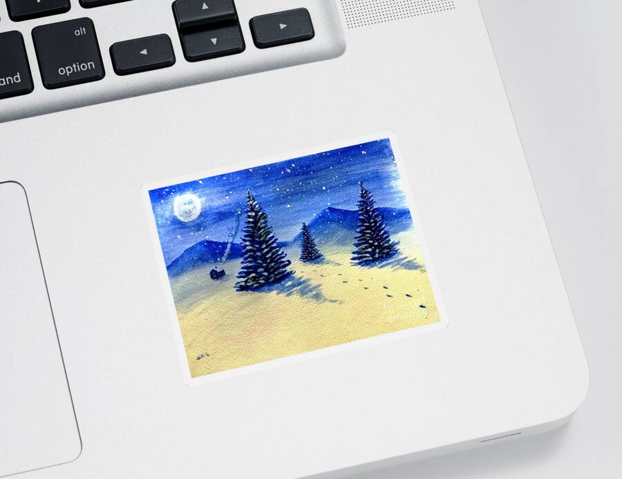 Christmas Sticker featuring the painting Christmas Snow by Stacy C Bottoms