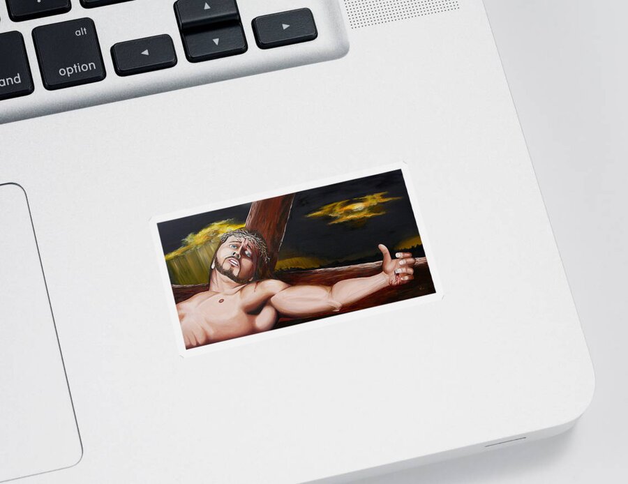 Christ Sticker featuring the painting Christ's Anguish by Vic Ritchey